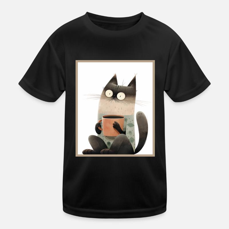 Chat avec tasse à café T-shirt sport Enfant
