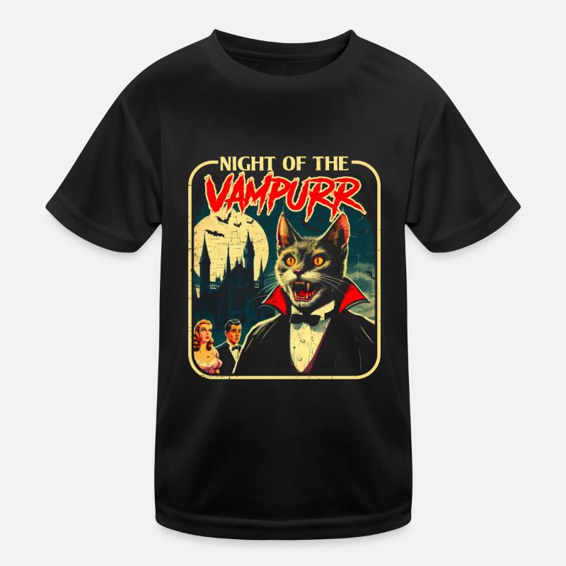 Nuit du chat vampurr drôle Halloween T-shirt sport Enfant