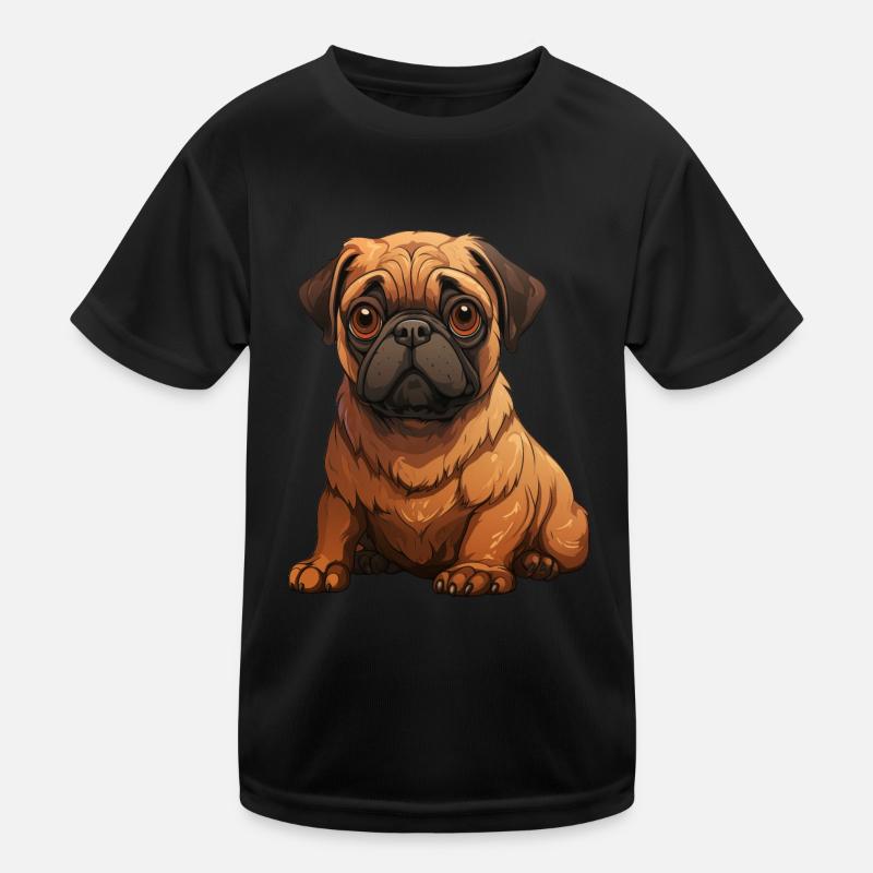 Pug puppy sitting Kids Functional T-Shirt