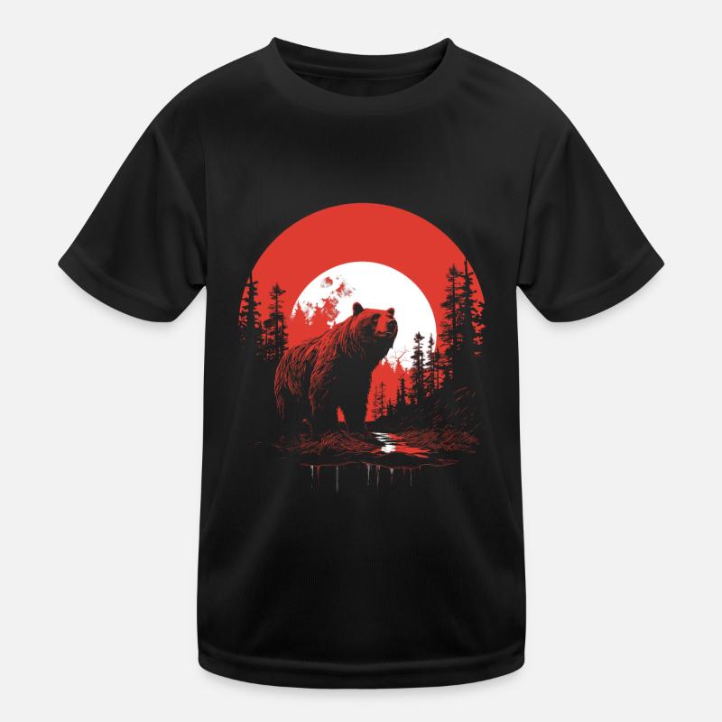 Red night bear - Kids Functional T-Shirt - black