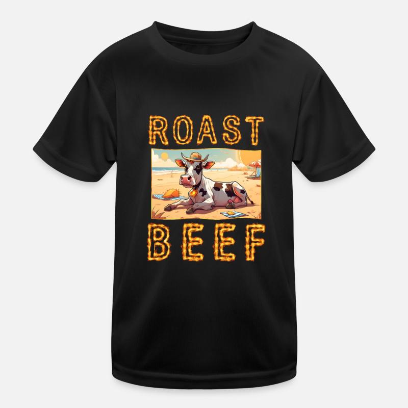 Roast Beef Cow Holiday Beach Sunbathing Roast Beef Kids Functional T-Shirt
