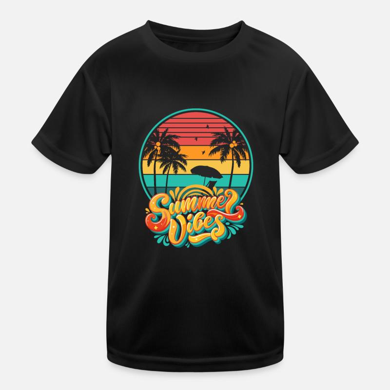 Sunset summer vibes - Kids Functional T-Shirt - black