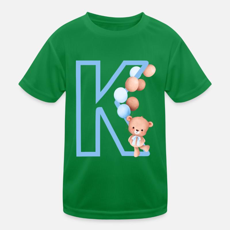 Blauer Buchstabe k Bär Kinder Funktions-T-Shirt