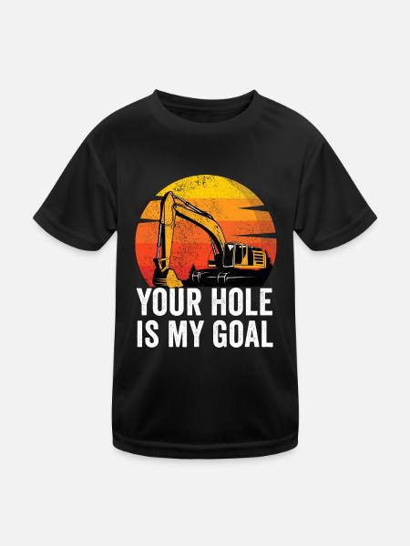 Excavator Construction Worker - Kids Functional T-Shirt - black - Front