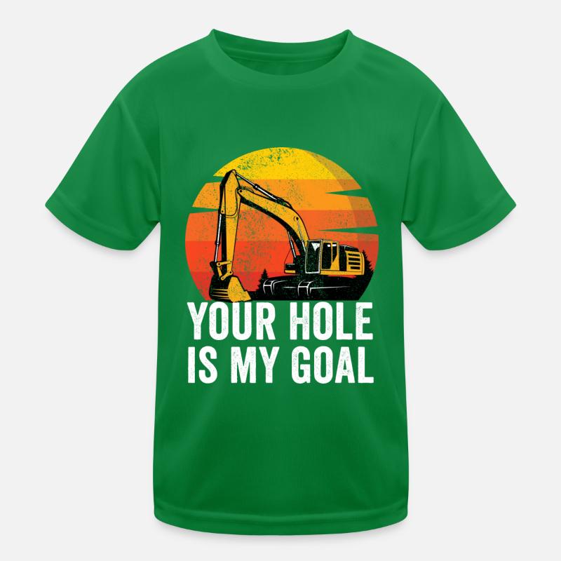 Excavator Construction Worker Kids Functional T-Shirt