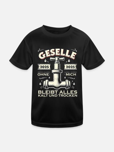 Azubi Ausbildung bestandene Gesellenprüfung 2025 - Kinder Funktions-T-Shirt - Schwarz - Vorne
