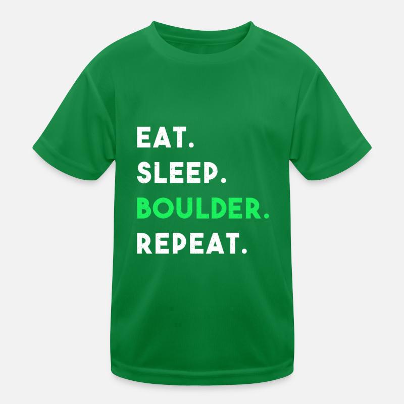 EAT SLEEP BOULDER REPEAT Kinder Funktions-T-Shirt