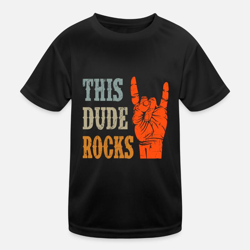 Rock n Roll This Dude Rocks Heavy Metal Kids Functional T-Shirt