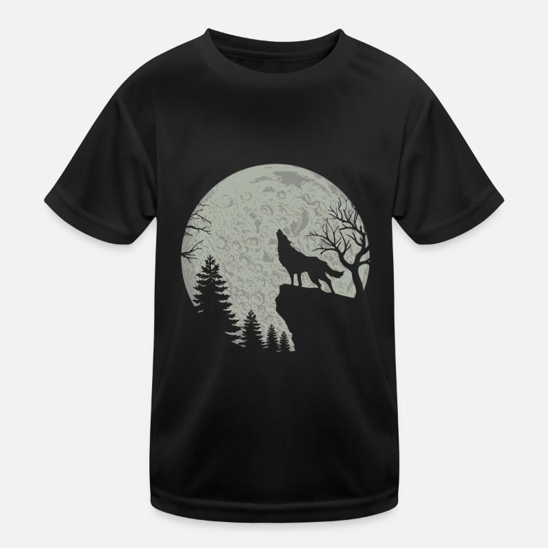 Howling Wolf Moon Silhouette Full Moon Gift Kids Functional T-Shirt