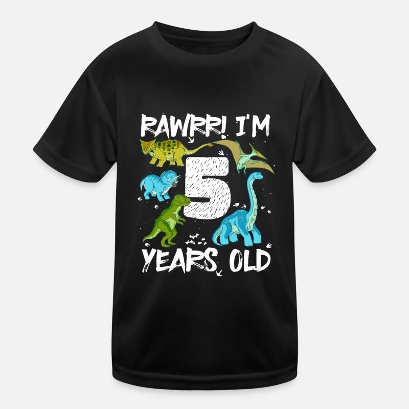 Cinq ans 5e anniversaire 5 ans, dinosaures T-shirt sport Enfant