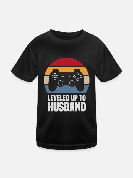 Leveled up To Husband Hochzeit Heirat Gaming Gamer - Kinder Funktions-T-Shirt - Schwarz - Vorne