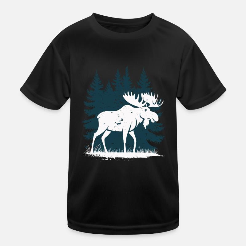Elch - Kinder Funktions-T-Shirt - Schwarz