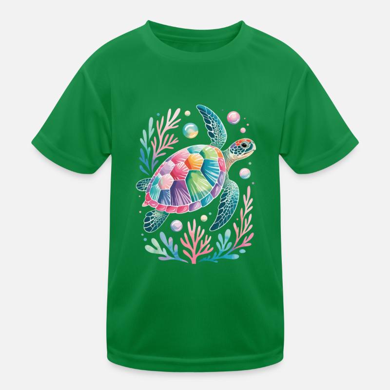 Aquatic Turtle Sea Creatures Turtle Kids Functional T-Shirt