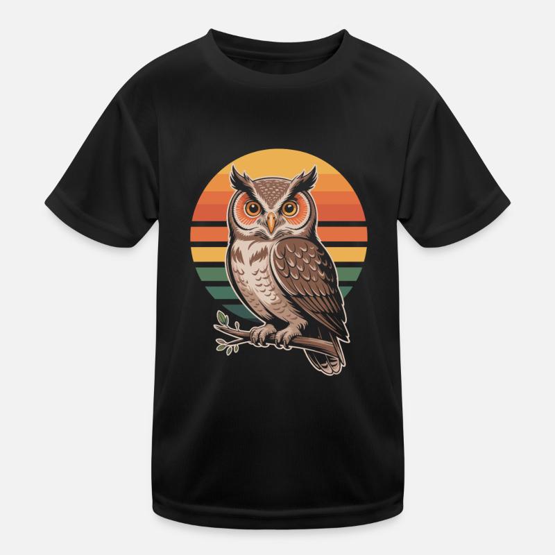 Vintage Eule Tier Vogel Kinder Funktions-T-Shirt