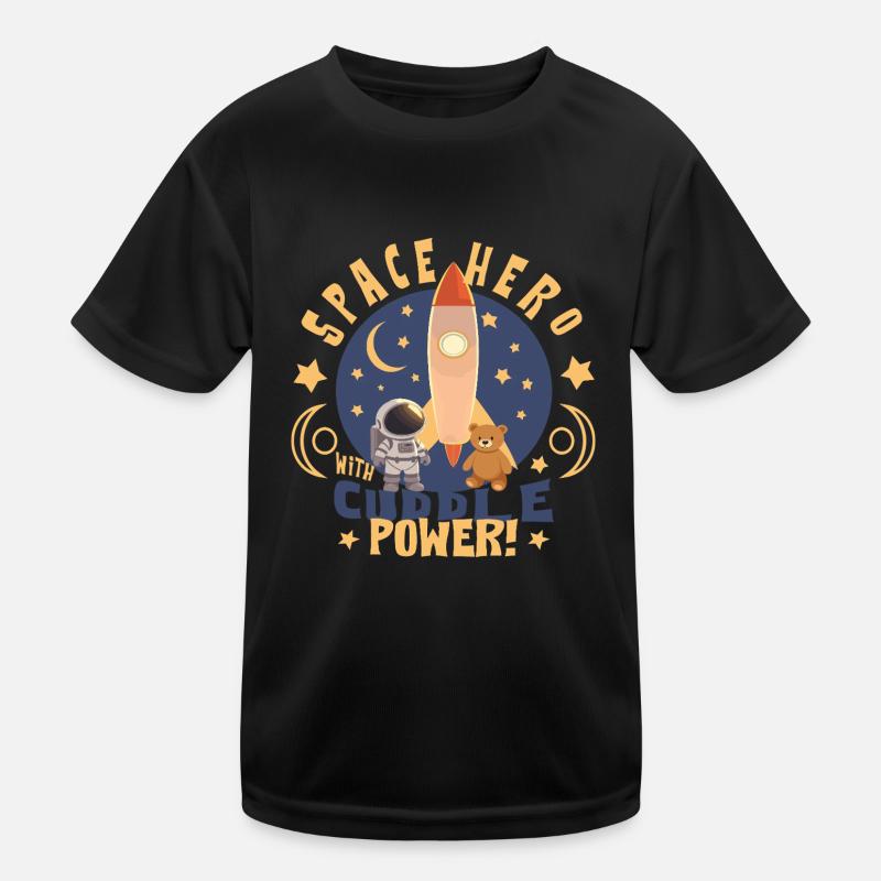 Astronaut mit Teddybär Kinder Funktions-T-Shirt