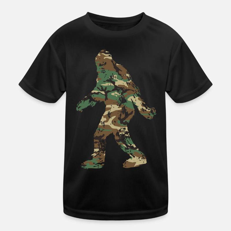 Bigfoot Silhouette Camouflaged Kids Functional T-Shirt