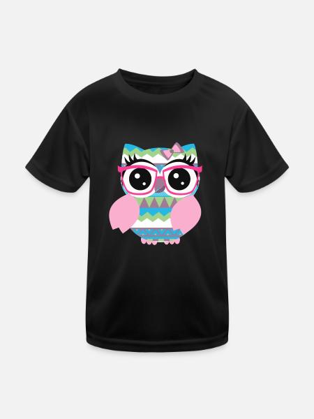 Owl Ethno - Kids Functional T-Shirt - black - Front