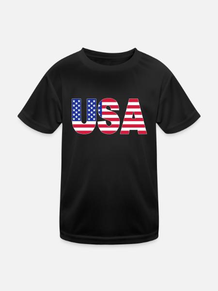 USA - Kinder Funktions-T-Shirt - Schwarz