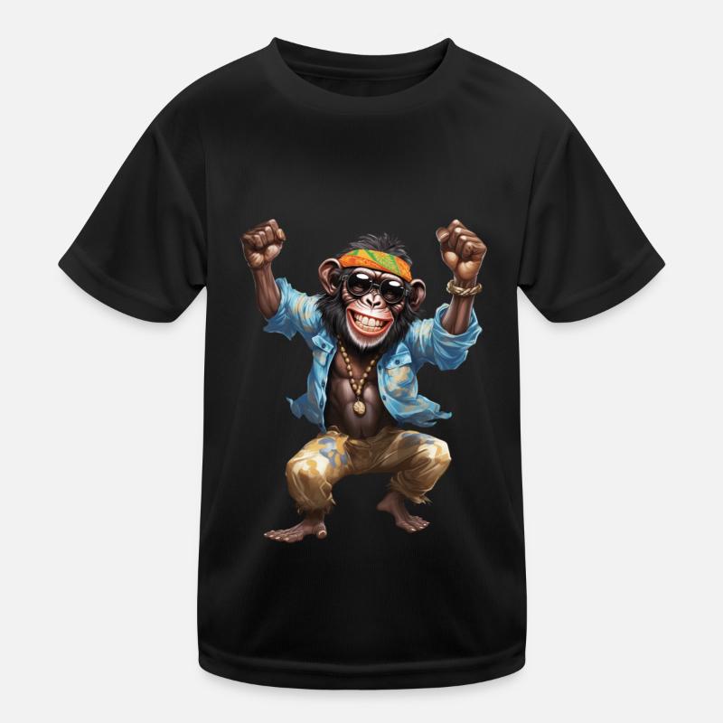 crazy Hippie Schimpanse Affe mit Sonnenbrille Kinder Funktions-T-Shirt