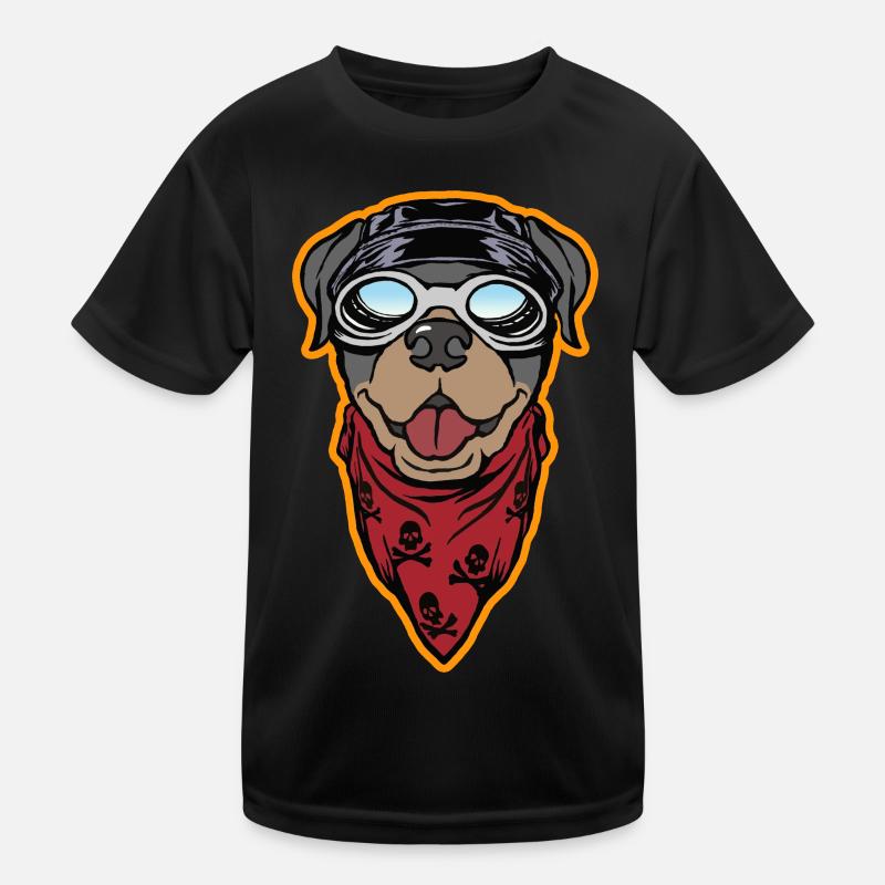 Rottweiler Biker - the Cool Rottie Kids Functional T-Shirt