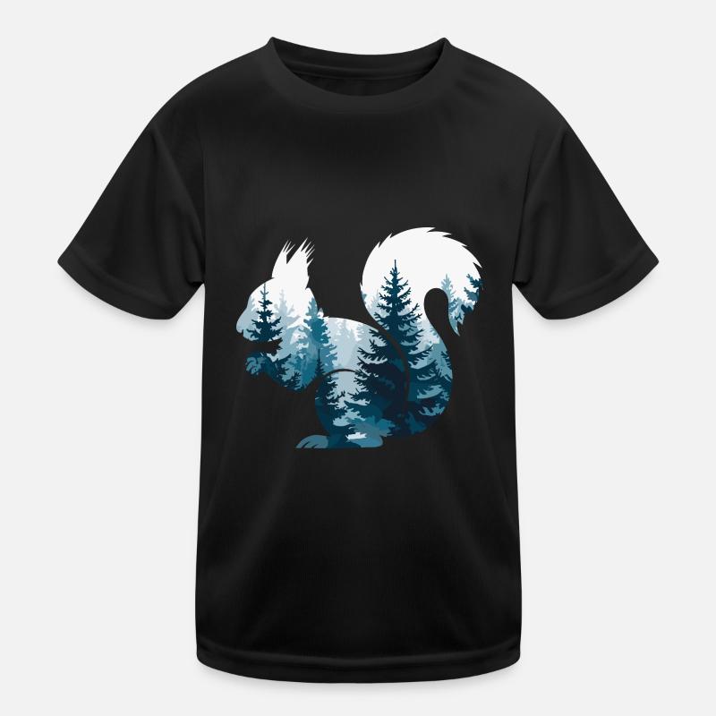 Eichhörnchen Wald Natur - Kinder Funktions-T-Shirt - Schwarz