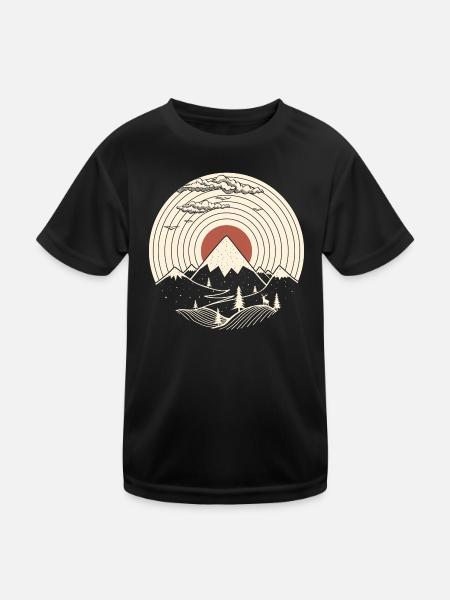 MTN LP Vinyl Mountain Grafik - Kinder Funktions-T-Shirt - Schwarz