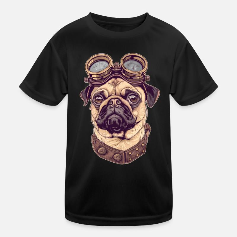 Steampunk Mops Kinder Funktions-T-Shirt