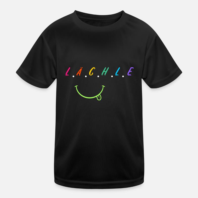 Lächle - Kinder Funktions-T-Shirt - Schwarz