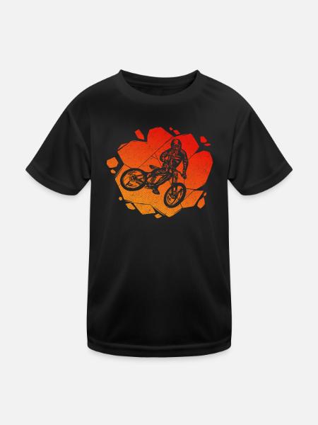 Mountain biker Cyclist Mountain bike - Kids Functional T-Shirt - black - Front