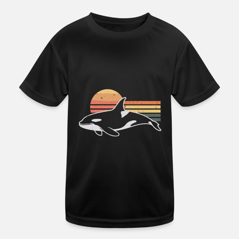 Retro Orca Wal Schwertwal Killerwal Orka Kinder Funktions-T-Shirt