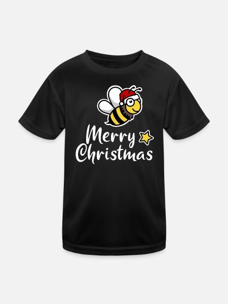 Christmas Bee merry Christmas Santa Claus - Kids Functional T-Shirt - black - Front