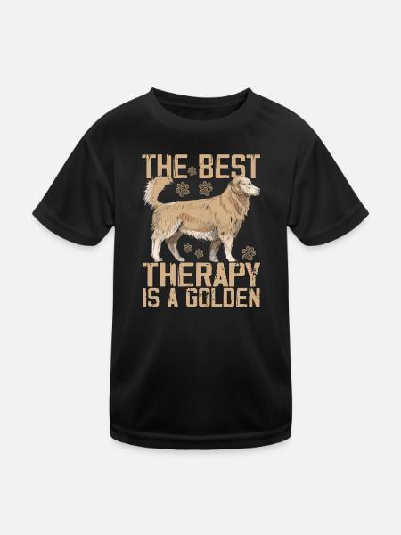 The Best Therapy Is Golden Retriever Dog Lover - Kids Functional T-Shirt - black - Front