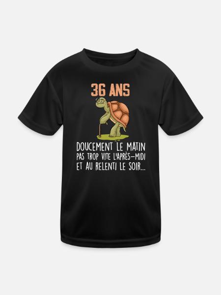 36 ans tortue anniversaire doucement vite ralenti - T-shirt sport Enfant - noir - Devant