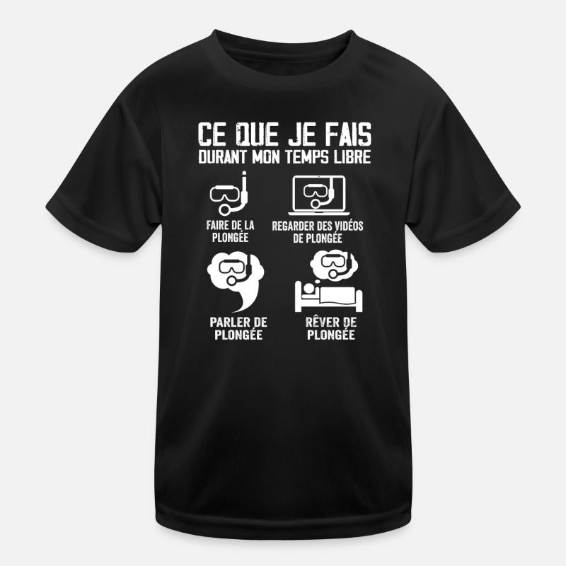 Ce Que Je Fais Durant Mon Temps Libre Plongée - T-shirt sport Enfant - noir