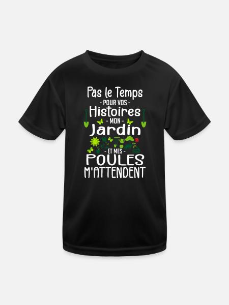 Jardin Poule Humour - Humour Jardinier - Kids Functional T-Shirt - black - Front