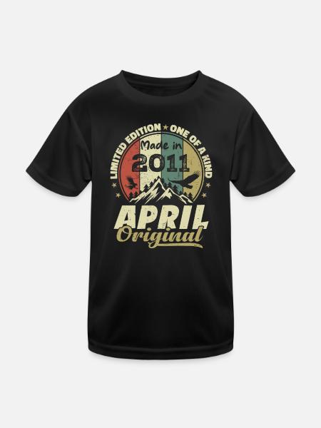 Retro Nées En Avril 2011 Cadeau anniversaire 2011 - T-shirt sport Enfant - noir - Devant