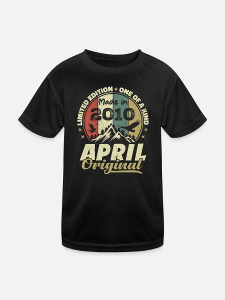 Retro Nées En Avril 2010 Cadeau anniversaire 2010 - T-shirt sport Enfant - noir - Devant