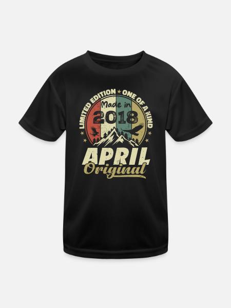 Retro Nées En Avril 2018 Cadeau anniversaire 2018 - T-shirt sport Enfant - noir - Devant