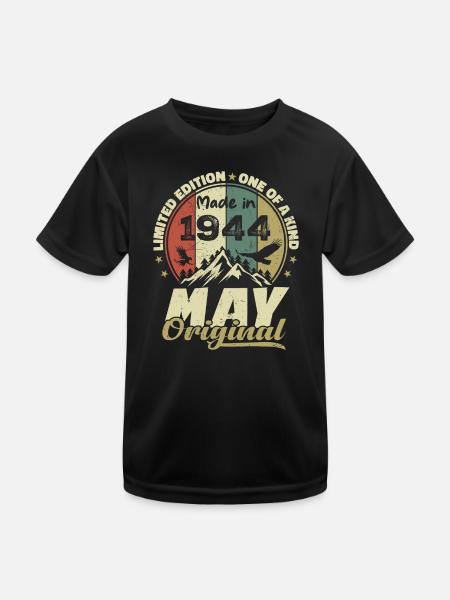 Vintage-Geschenk zum Jubiläum im Mai 1944 - Kinder Funktions-T-Shirt - Schwarz - Vorne