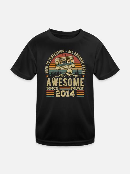 Mai 2014 Geburtstag Mai 2014 Geschenk 2014 Retro - Kinder Funktions-T-Shirt - Schwarz - Vorne