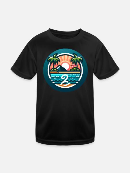 Palm Island coloré Offliner - T-shirt sport Enfant - noir - Devant