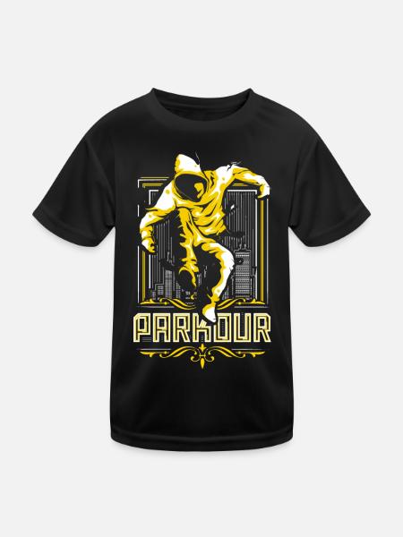 Parkour - Freerunning - Parcour Sport - Kids Functional T-Shirt - black - Front