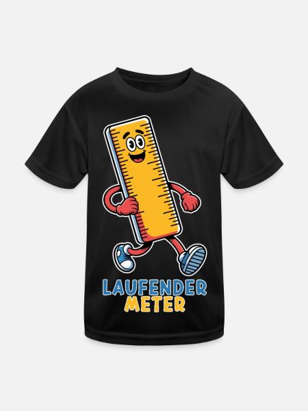 Running Meter Small Funny Dwarf Nickname - Kids Functional T-Shirt - black - Front