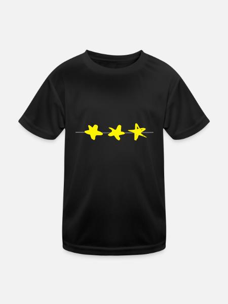 Kritzelsterne Dekor Linie Sterne - Kinder Funktions-T-Shirt - Schwarz - Vorne