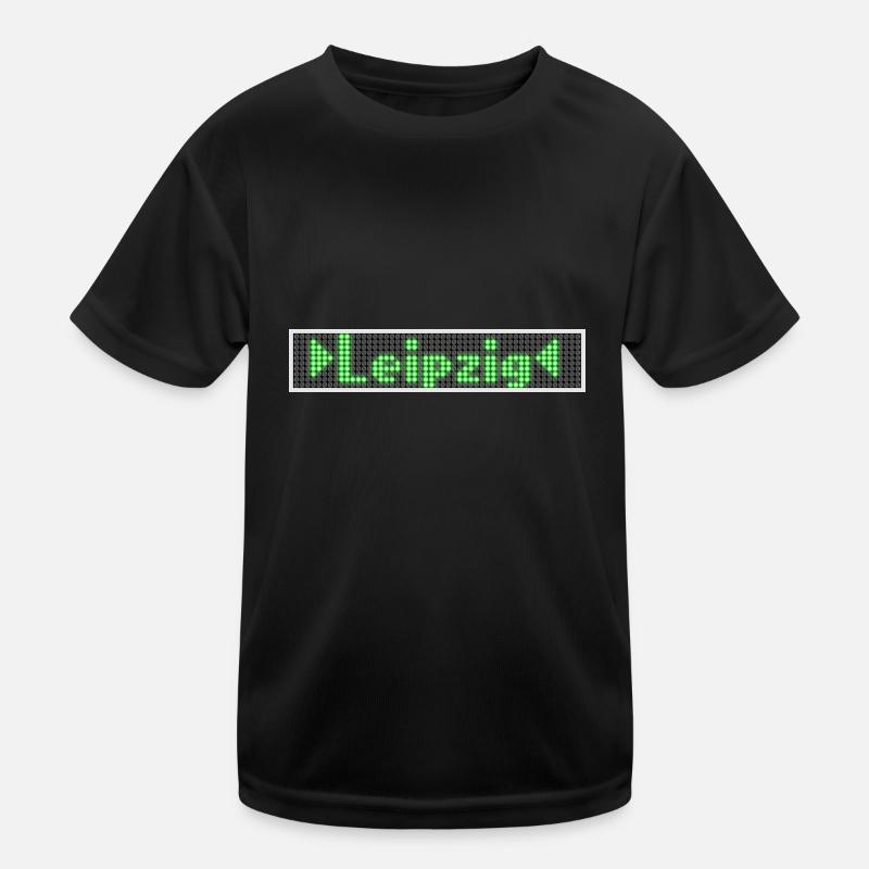 Leipzig LED Display Gruen Kinder Funktions-T-Shirt