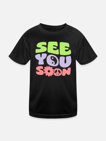 See You Soon - Kinder Funktions-T-Shirt - Schwarz - Vorne