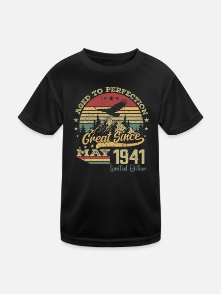 83 years old Aged to Perfection born in May 1941 - Kids Functional T-Shirt - black - Front