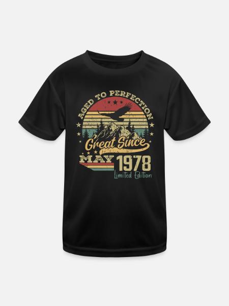 46 years old Aged to Perfection born in May 1978 - Kids Functional T-Shirt - black - Front