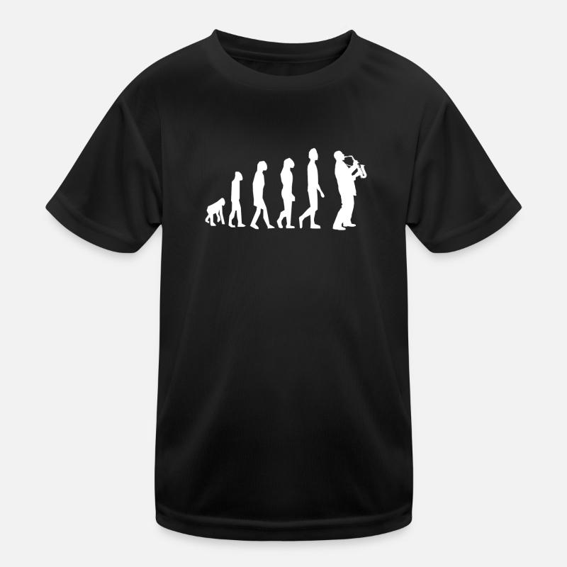 Saxophon Saxophonist Evolution - Kinder Funktions-T-Shirt - Schwarz