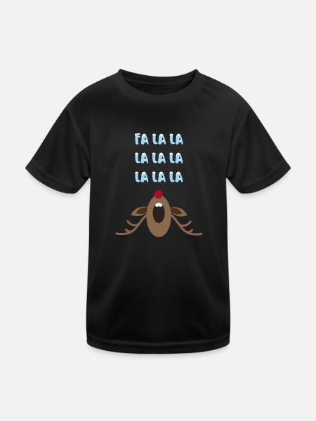 Renne chantant Fa la la - T-shirt sport Enfant - noir - Devant